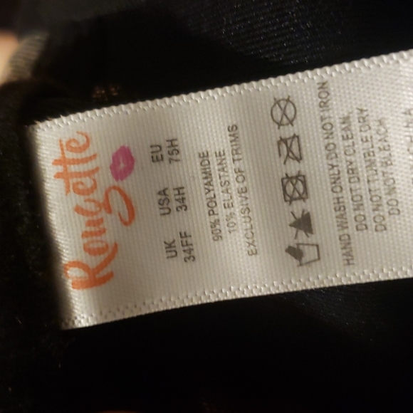 NWOT Rougette 34FF strappy black mesh bra with gold heart detail - Picture 5 of 5